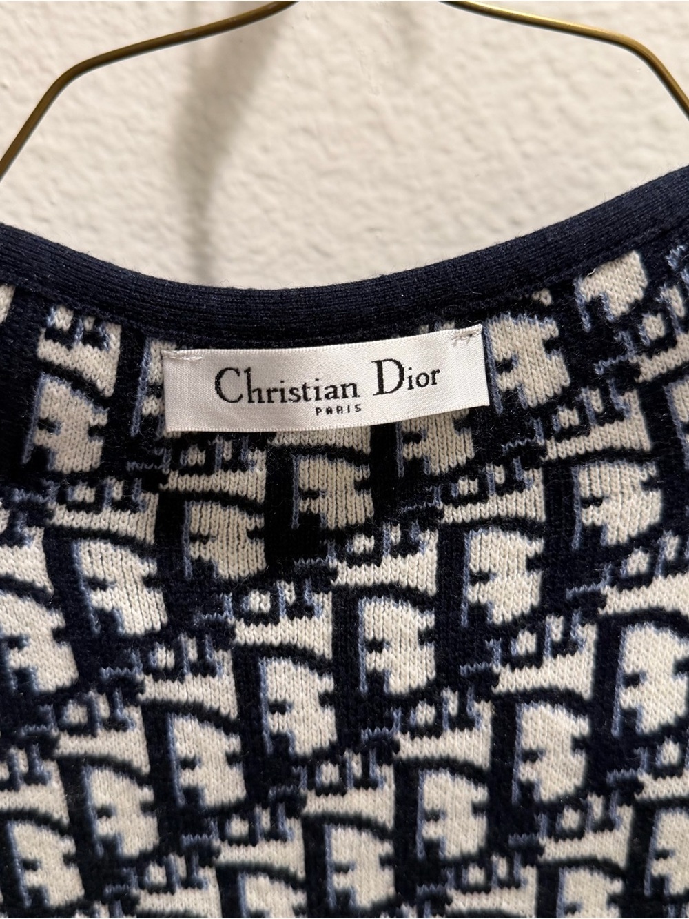 Navy & Cream Monogram Cropped Knit Zip Jacket – Designer Inspired - Picture 5 of 8